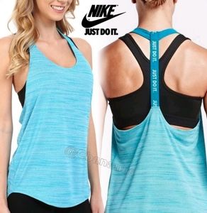 NIKE Just Do It Aqua Heathered Racerback Tank Sz M